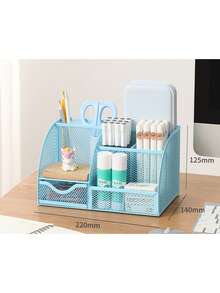 办公桌抽屉整理器，经典网格抽屉，金属笔筒，大空间，多用途桌面整理器，适用于办公室、家庭、学校用品（白色，1 个装）返校 - 白色 - 查看 4