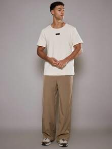 Musero Men Short Sleeve Fitted Style T-Shirt Central Chest Patch Summer SPRING - Apricot - View 4