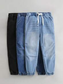 SHEIN Set da 3 pantaloni jogger casual multicolore per ragazzi, pantaloni con vita elastica e gamba dritta, comodi, adatti per primavera, autunno e inverno, ideali per uso quotidiano, sport e attività all'aperto