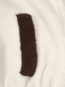 SHEIN 男童休闲拼色毛绒服装，适合男孩在公园散步、参加社区活动和日常通勤时穿着 - 卡其色 - 查看 6