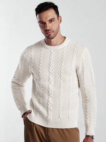 Manfinity CityGents Áo len cổ tròn dệt kim màu trơn thời trang thường ngày cho nam, thu đông - Nhiều màu - Xem 4