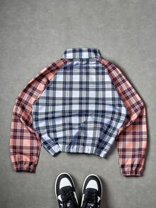 Manfinity EMRG Men's Plaid Raglan Sleeve Zip-Up Casual Jacket, Autumn - Multicolor - View 2