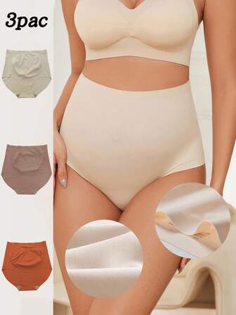 Moonlight & Mama 3件装孕妇高腰纯色休闲内裤