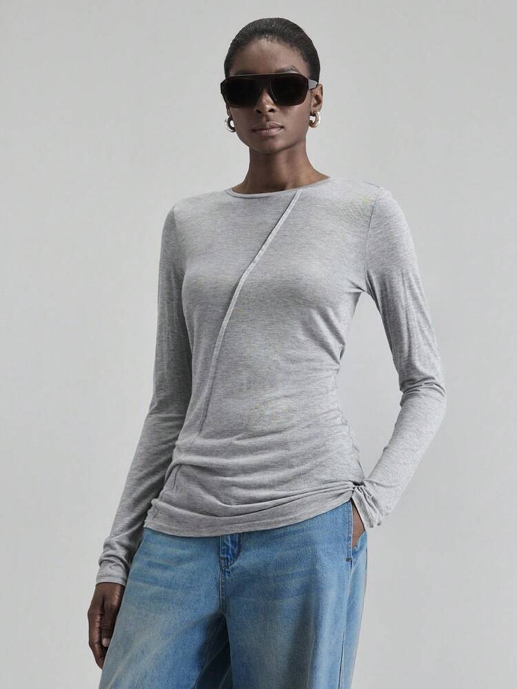 2025 Elegant Casual Versatile, High Stretch, Fitted Style Women's Base Layer Top, Casual, Business Commute, Daily Wear, Autumn