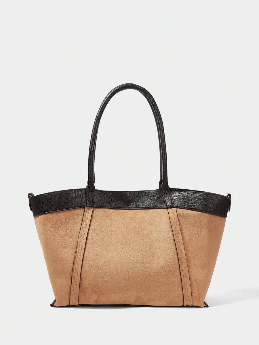 SHECARRY 时尚多功能通勤休闲手提包，适合日常使用 - 棕色 - 查看 1