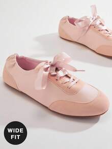 Solezae Women's Wide-Fit Thin-Soled Lace-Up Ballet Sneakers-Effortlessly Fuse Streetwear Edge With Ballerina Elegance