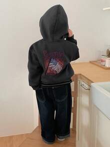 DAZY 幼儿男童连帽宽松休闲长袖运动衫 - 灰色 - 查看 4