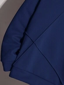 SHEIN 2pcs Tween Boy Hooded Sweatshirt And Sweatpants Set, All-Match Style Suitable For Autumn And Winter - Navy Blue - View 3