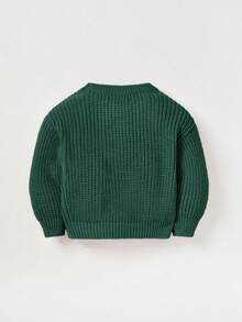 Cozy Pixies 秋冬婴儿休闲套头圆领长袖毛衣 - 墨綠色 - 查看 2