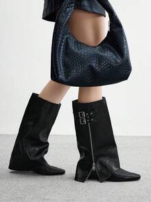 CUCCOO BIZCHIC 女士休闲舒适平底及膝靴 - 黑色 - 查看 5