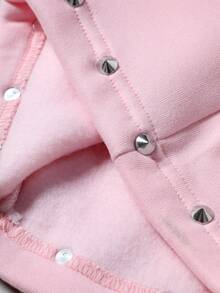 PAVTROS 2 件男士连帽运动衫和抽绳阔腿裤套装连帽衫和运动裤套装女士粉色运动服铆钉粉色套装粉色运动服粉色运动套装，秋冬装 - 粉色 - 查看 5