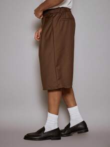 Musero Pantaloni scurți plisați pentru bărbați, croiți cu nasturi, pentru vacanță, toamnă/toamnă