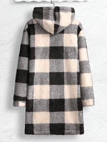 Manfinity Homme Men's Casual Plaid Hooded Jacket, Autumn/Winter Men Long Coat Men Fall Collection - Multicolor - View 2