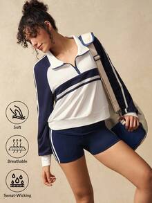 VARSIVA Sweat-shirt décontracté à manches raglan et blocs de couleurs