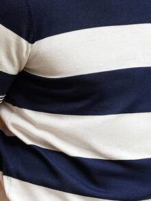 Manfinity Homme Men's Striped Knitted Casual Short Sleeved Round Neck Sweater, Suitable For Daily Commuting - Multicolor - View 8