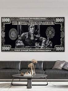 1幅经典电影角色金钱主题帆布墙画，艺术帆布印刷海报，适用于浴室、卧室、办公室、客厅墙面装饰，家居装饰，创意礼品，无框 - 彩色 - 查看 6