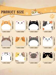 12本/套 或 6本/套（随机款式）——可爱猫咪主题便签本、记事本、便利贴和趣味便签；适合办公室、家庭、学生和室友使用，也是理想的礼物之选。 - 彩色 - 查看 3