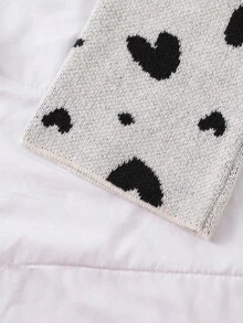 Genkimix Kids 2pcs Tween GirlsCute & Sweet Sweater Set, Crew Neck Bowknot Chunky Knit Long Sleeve Top Paired With Loose Fit Wide Leg Heart Pattern Pants Fall Winter - Black and White - View 4