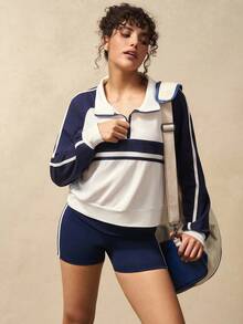 VARSIVA Sweat-shirt décontracté à manches raglan et blocs de couleurs