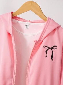 少女甜美又个性的蝴蝶印花短款拉链卫衣，春秋/秋冬款 - 粉色 - 查看 6
