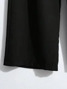 GlowEve 女式优雅口袋装饰高腰阔腿裤 - 黑色 - 查看 6