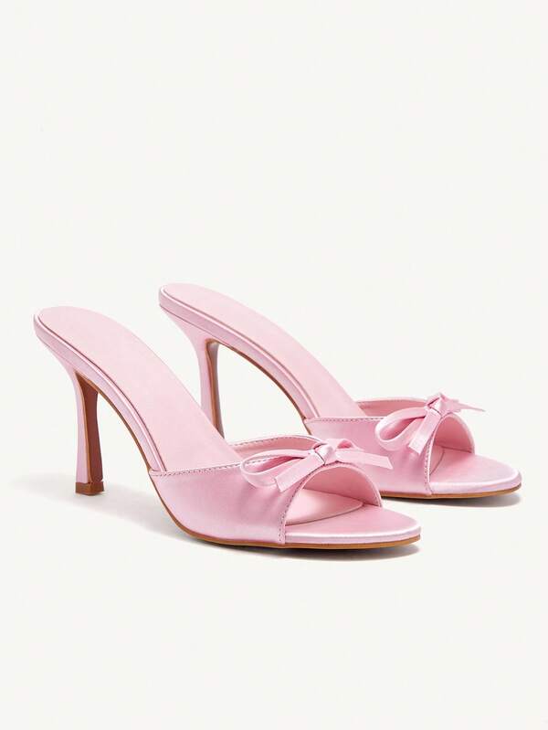 CUCCOO CHICEST Mules de tacón alto de punta cerrada de PU marrón para mujeres