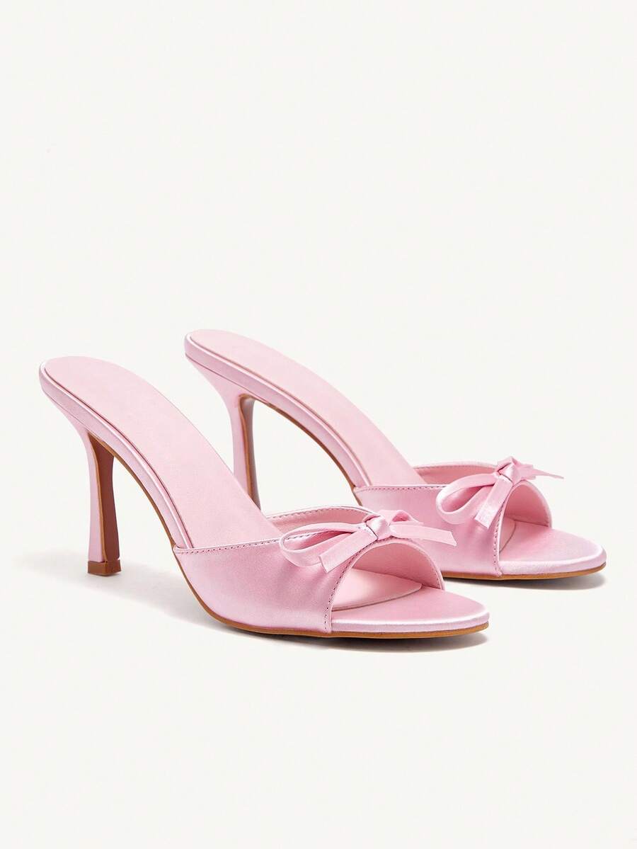 CUCCOO CHICEST 棕色 PU 女式包头高跟穆勒鞋 - 粉色 - 查看 1