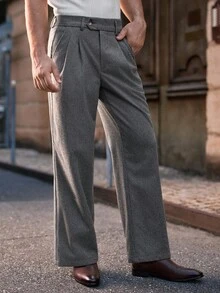 Manfinity VCAY Men's Solid Color Fold Pleated Pocket Casual Pants, For Fall - Khaki - View 4