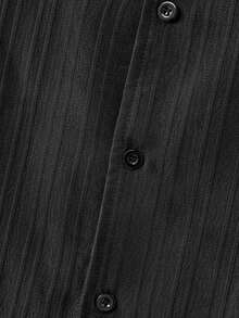 Manfinity Hypemode Men Plus Size Solid Plisse Lapel Collar Shirt And Pants Set - Black - View 6