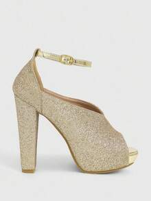 CUCCOO LuxiPop New Arrival Gold Hollow-Out Platform Chunky Heel Sexy Fashion Ankle Boots For Women - Gold - View 3