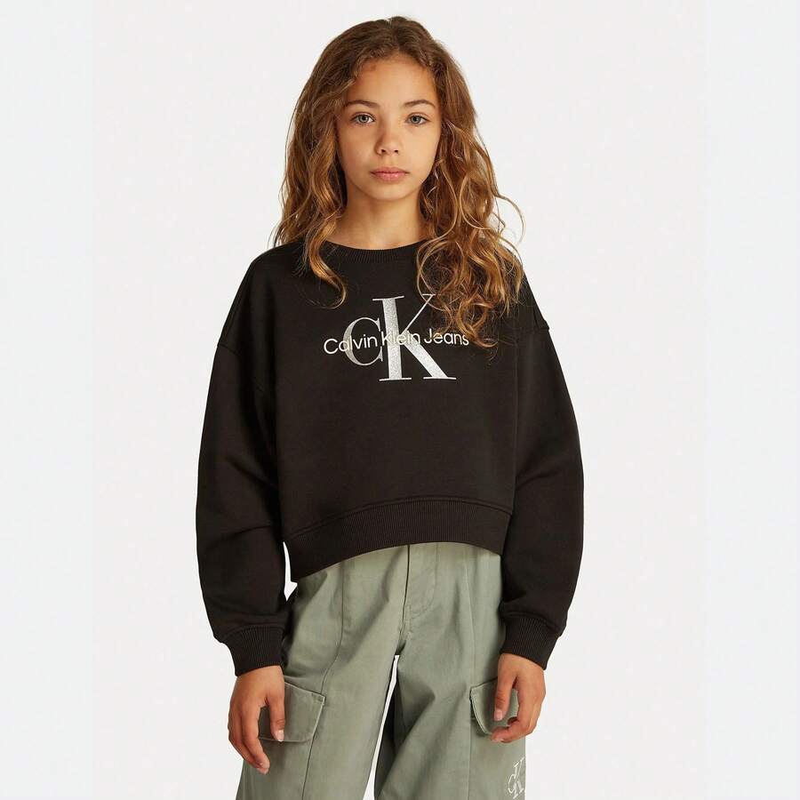 Calvin Klein Girls' Sweatshirt Black - Black - View 1