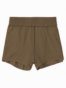 Eassivo Eassivo Women's Elastic Waist Zipper Pocket Loose Casual Shorts