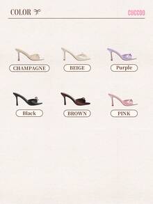 CUCCOO CHICEST 女士香槟色蕾丝尖头高跟穆勒鞋 - 香檳色 - 查看 15