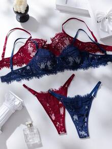 2pcs Women's Sexy Lace Bra And Panty Set