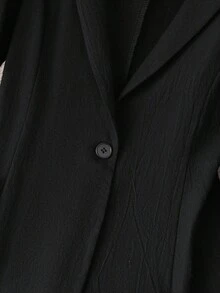 Franclia Blazer de ajuste ceñido de unicolor y longitud media para mujer, chaqueta versátil y minimalista de estilo para ir al trabajo - Negro - Ver 3