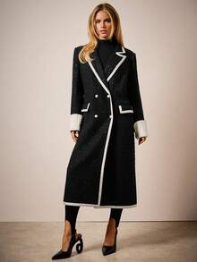 COSMINA 女士优雅长款大衣，翻领双排扣设计，适合秋冬季穿着。 - 彩色 - 查看 3