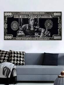 1幅经典电影角色金钱主题帆布墙画，艺术帆布印刷海报，适用于浴室、卧室、办公室、客厅墙面装饰，家居装饰，创意礼品，无框 - 彩色 - 查看 3