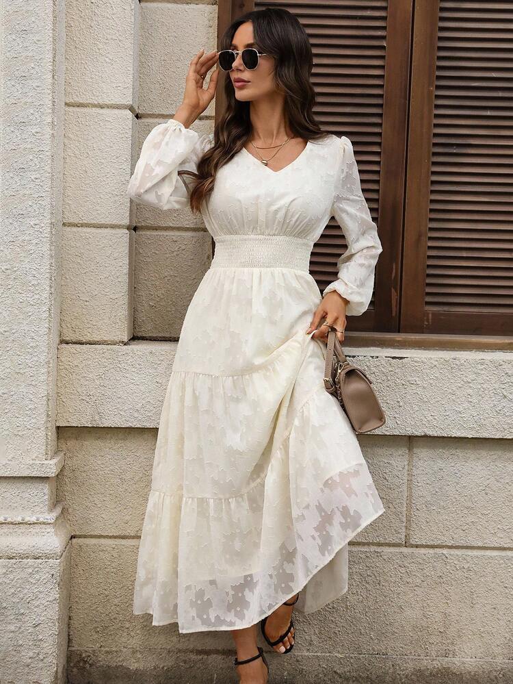 Vestido largo elegante de unicolor con corte para mujer