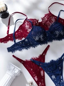 2pcs Women's Sexy Lace Bra And Panty Set