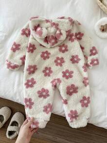 LMoss Kids LMoss 女婴碎花针织连帽连体衣，圣诞节，舒适秋冬款式，温暖秋冬风格 - 彩色 - 查看 2