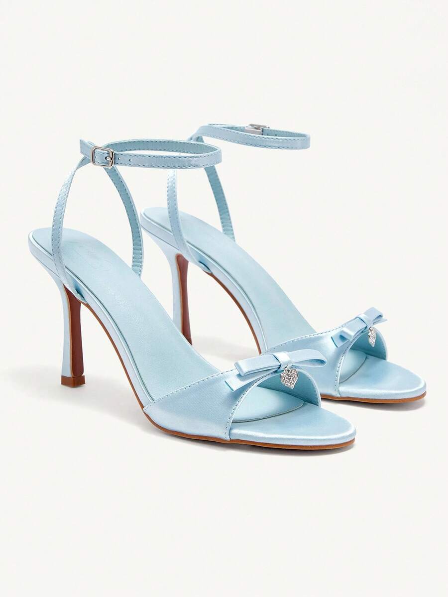 CUCCOO CHICEST Pink Sandals With Round Toe High Heel And Ankle Strap For Women - Blue - View 1