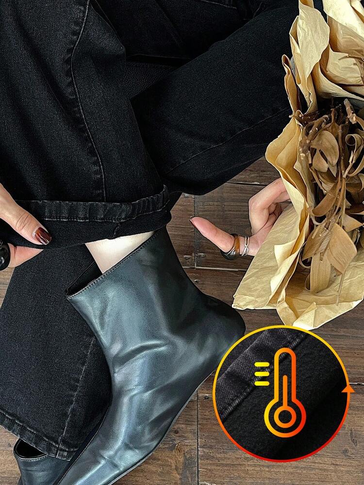 Vintage Flared Jeans For Women, High Waist Slim Fit Loose Wide Leg Flare Pants, Thermal Lined For Autumn/Winter Thermal Lined
