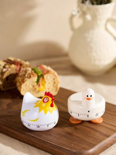 Cirelle 1 قطعة مؤقت مطبخ ميكانيكي بشكل دجاجة كرتونية | مؤقت طهي وحساء لمدة 60 دقيقة | هدية إبداعية للطلاب، مؤقت دراسة، ديكور مكتب صغير