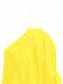 SHEIN LUNE 女式纯色拉链设计羊腿袖修身时尚T恤 - 鵝黃色 - 查看 5