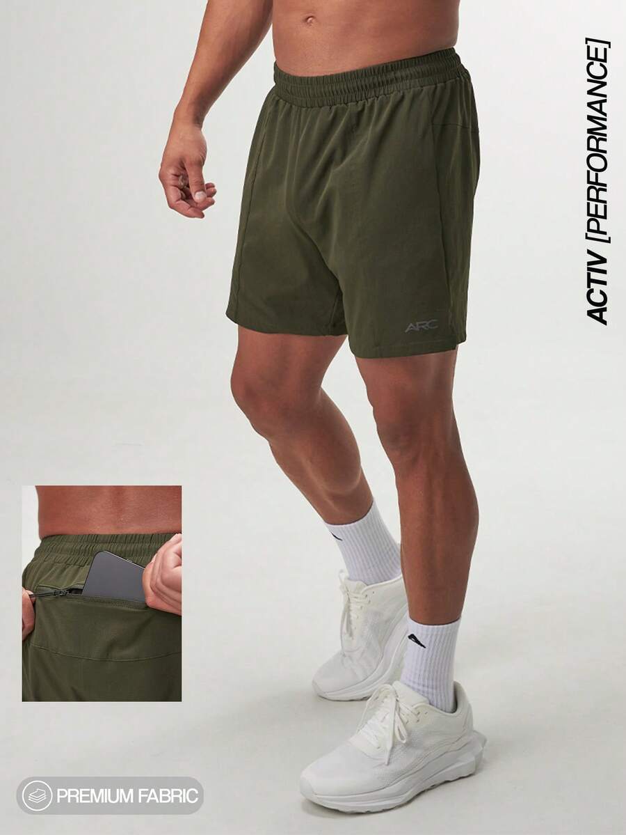 ARC Activewear Performance Shorts Running Basketball Quick Dry Fitness Gym Workout Training Training Shorts - Dark Green - View 1