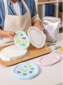 1 pieza Molde de silicona ovalado asimétrico, molde de resina cristalina, superficie espejada, bandeja en forma de nube asimétrica, molde de silicona, decoración del hogar, de vuelta a la escuela.