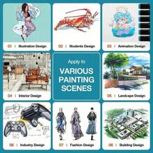 1 Set Tip Markers, Watercolor Pens, Highlighters, Painting Brushes Children Drawing Art Supplies Kit, Smooth Writing, Suitable For Drawing, Marking On Paper, Fabric, Clothing, Wood, Metal, Plastic, Leather, Back To School Student Stationery And Gifts,Back To School,School Supplies - Multicolor - View 5