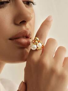 Opalesca 时尚高端百搭开口戒指，适合日常佩戴 - 金色 - 查看 1