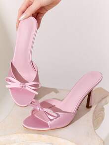 CUCCOO CHICEST 棕色 PU 女式包头高跟穆勒鞋 - 粉色 - 查看 7