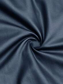Slaydiva Plus Size Casual All-Match Black Faux Leather Cami Top With Deep U-Neck And Racerback - Blue - View 3